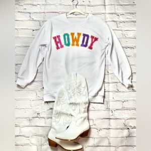HOWDY letter color block oversized sweatshirt